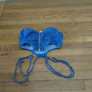 NWT denim zip up crop top size medium from Kaylee Kollection